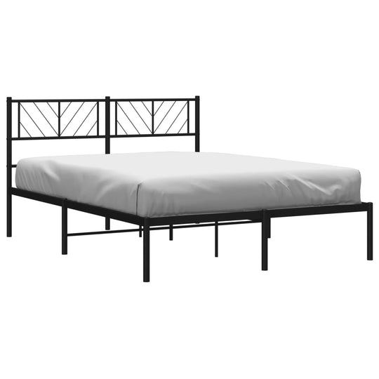 Metal Bed Frame without Mattress with Headboard Black 150x200 cm