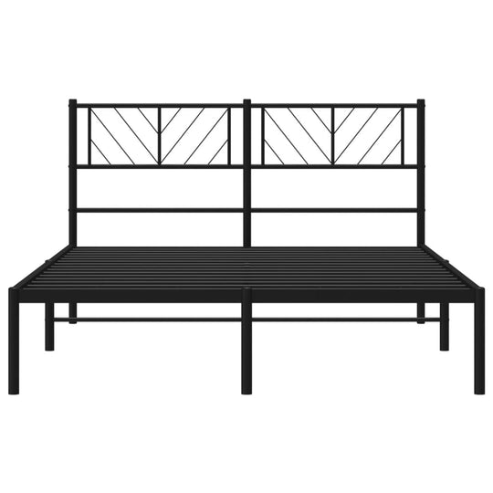 Metal Bed Frame without Mattress with Headboard Black 150x200 cm