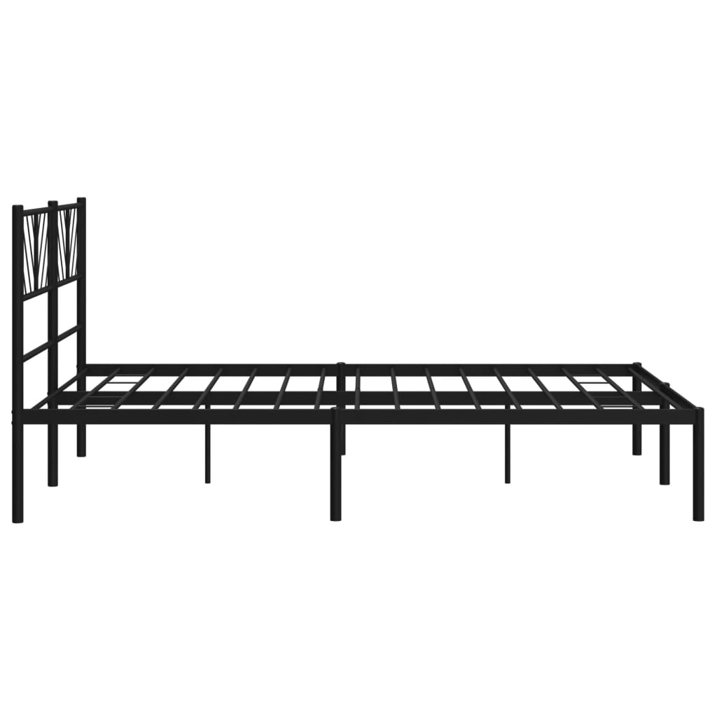 Metal Bed Frame without Mattress with Headboard Black 150x200 cm