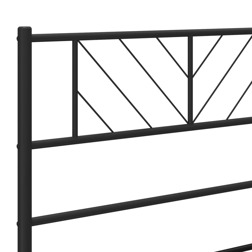 Metal Bed Frame without Mattress with Headboard Black 150x200 cm