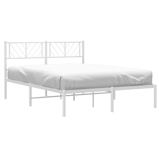 Metal Bed Frame without Mattress with Headboard White 135x190 cm