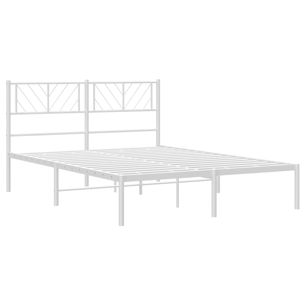 Metal Bed Frame without Mattress with Headboard White 135x190 cm