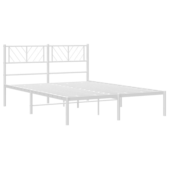 Metal Bed Frame without Mattress with Headboard White 135x190 cm