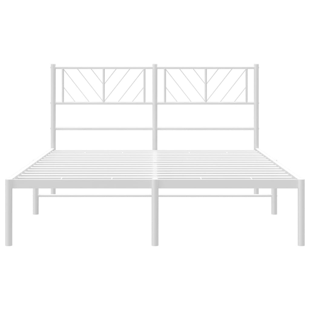 Metal Bed Frame without Mattress with Headboard White 135x190 cm