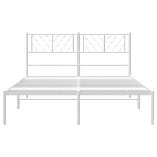 Metal Bed Frame without Mattress with Headboard White 135x190 cm