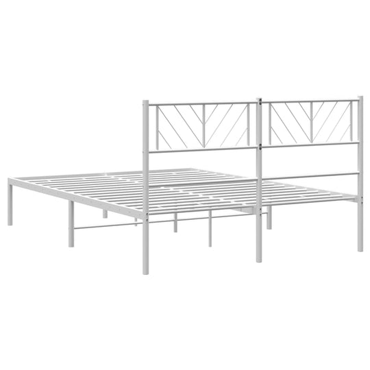 Metal Bed Frame without Mattress with Headboard White 135x190 cm