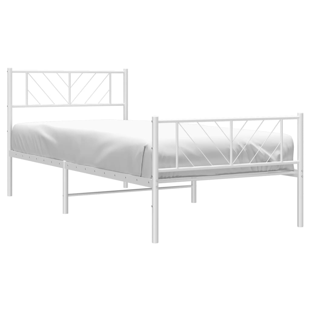 Metal Bed Frame without Mattress with Footboard White 107x203 cm King Single