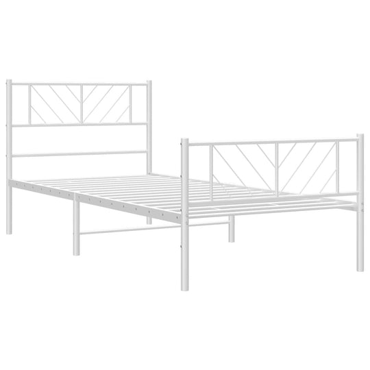 Metal Bed Frame without Mattress with Footboard White 107x203 cm King Single