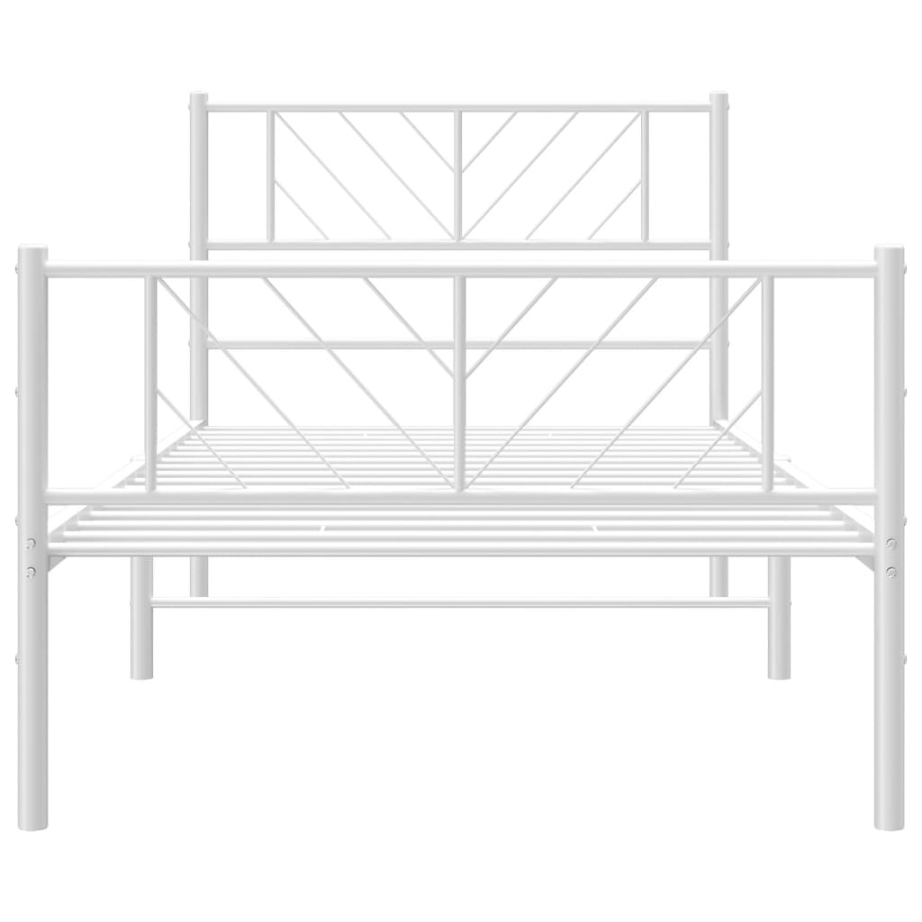 Metal Bed Frame without Mattress with Footboard White 107x203 cm King Single