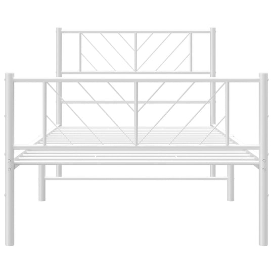 Metal Bed Frame without Mattress with Footboard White 107x203 cm King Single