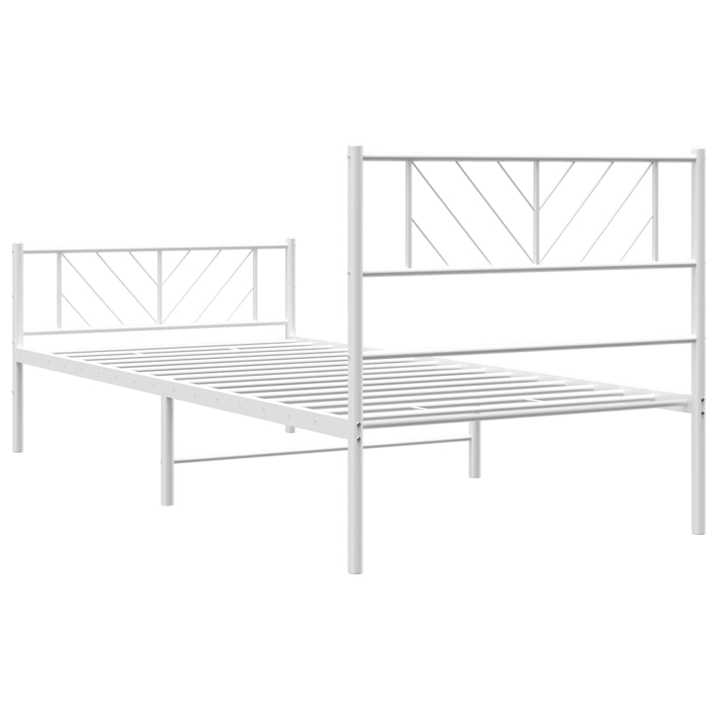 Metal Bed Frame without Mattress with Footboard White 107x203 cm King Single