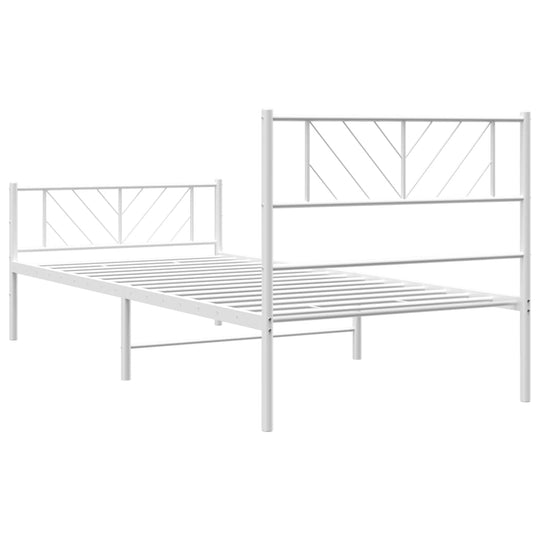 Metal Bed Frame without Mattress with Footboard White 107x203 cm King Single