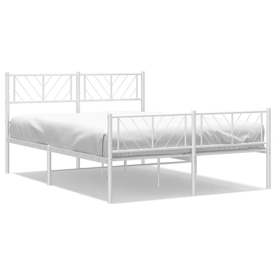 Metal Bed Frame without Mattress with Footboard White 135x190 cm