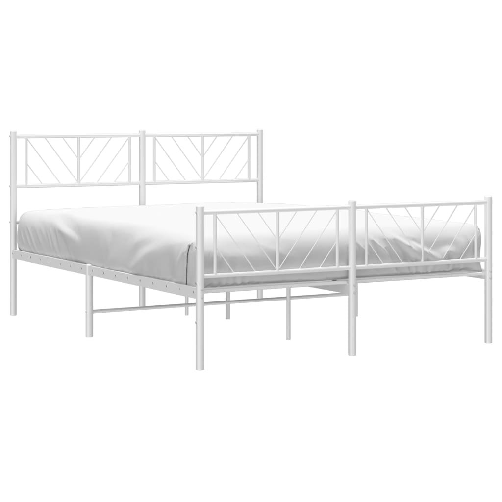 Metal Bed Frame without Mattress with Footboard White 135x190 cm