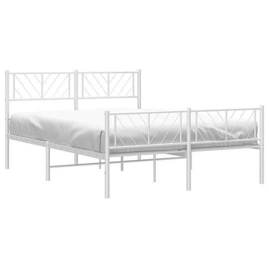 Metal Bed Frame without Mattress with Footboard White 135x190 cm