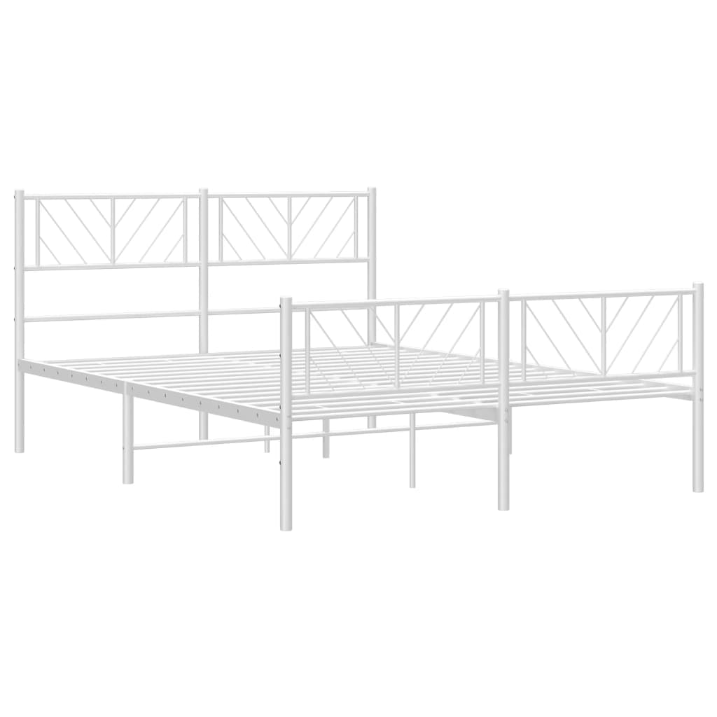 Metal Bed Frame without Mattress with Footboard White 135x190 cm