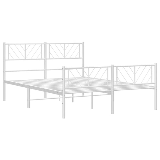 Metal Bed Frame without Mattress with Footboard White 135x190 cm