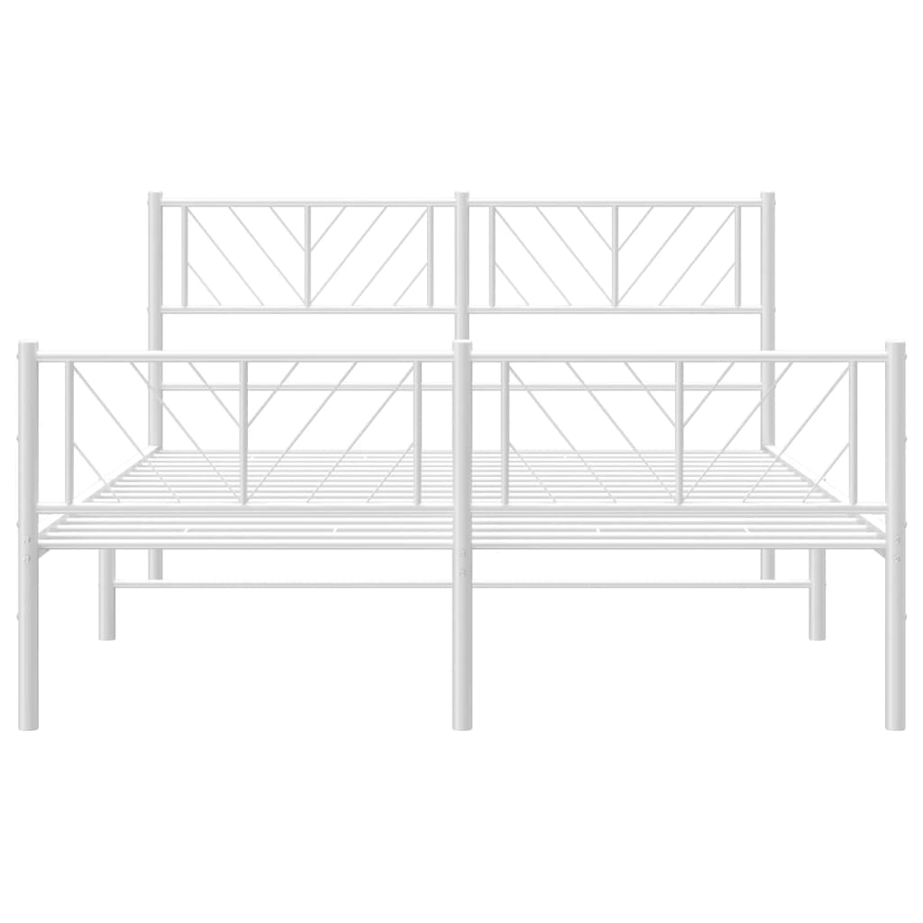 Metal Bed Frame without Mattress with Footboard White 135x190 cm