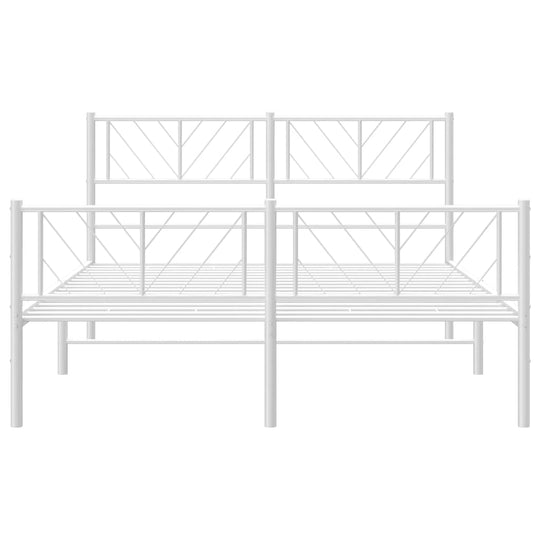 Metal Bed Frame without Mattress with Footboard White 135x190 cm