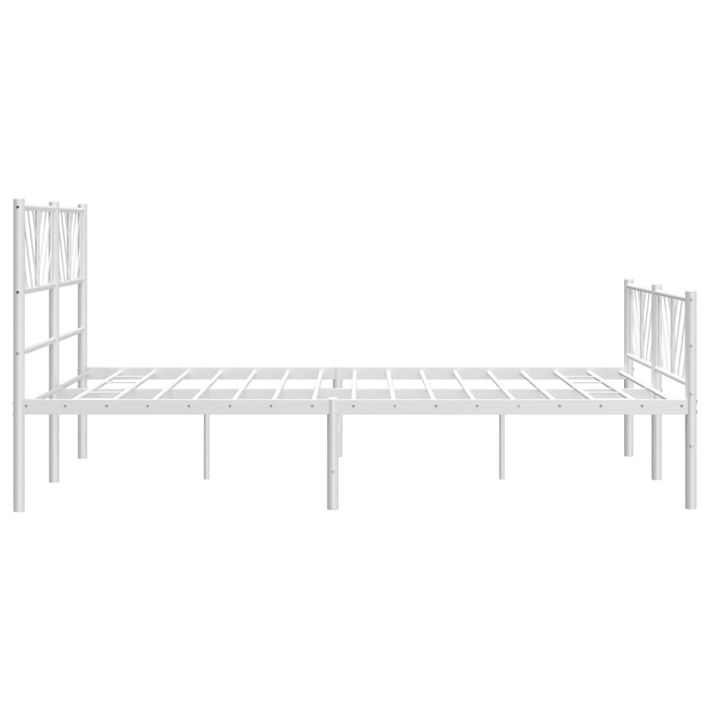 Metal Bed Frame without Mattress with Footboard White 135x190 cm