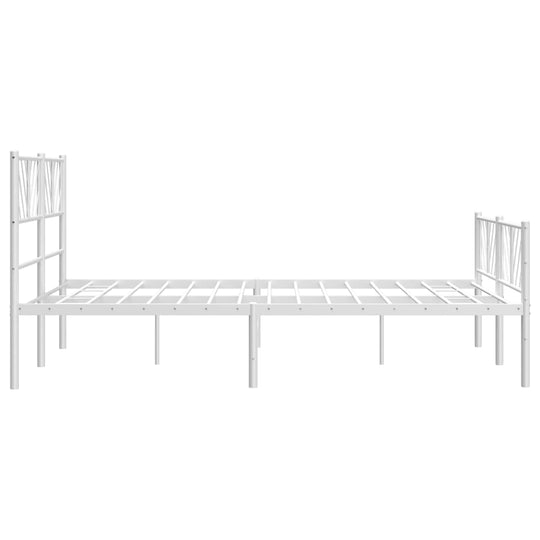 Metal Bed Frame without Mattress with Footboard White 135x190 cm