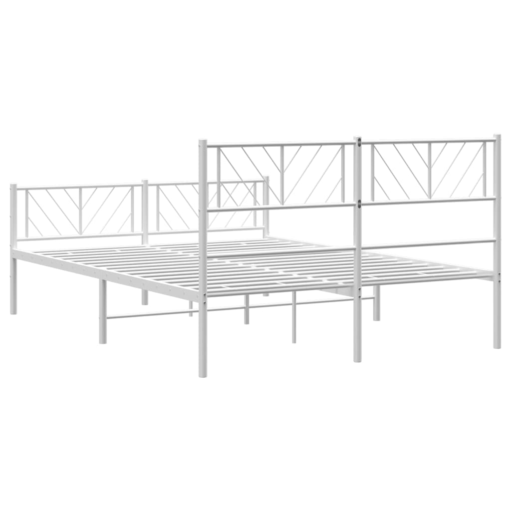 Metal Bed Frame without Mattress with Footboard White 135x190 cm