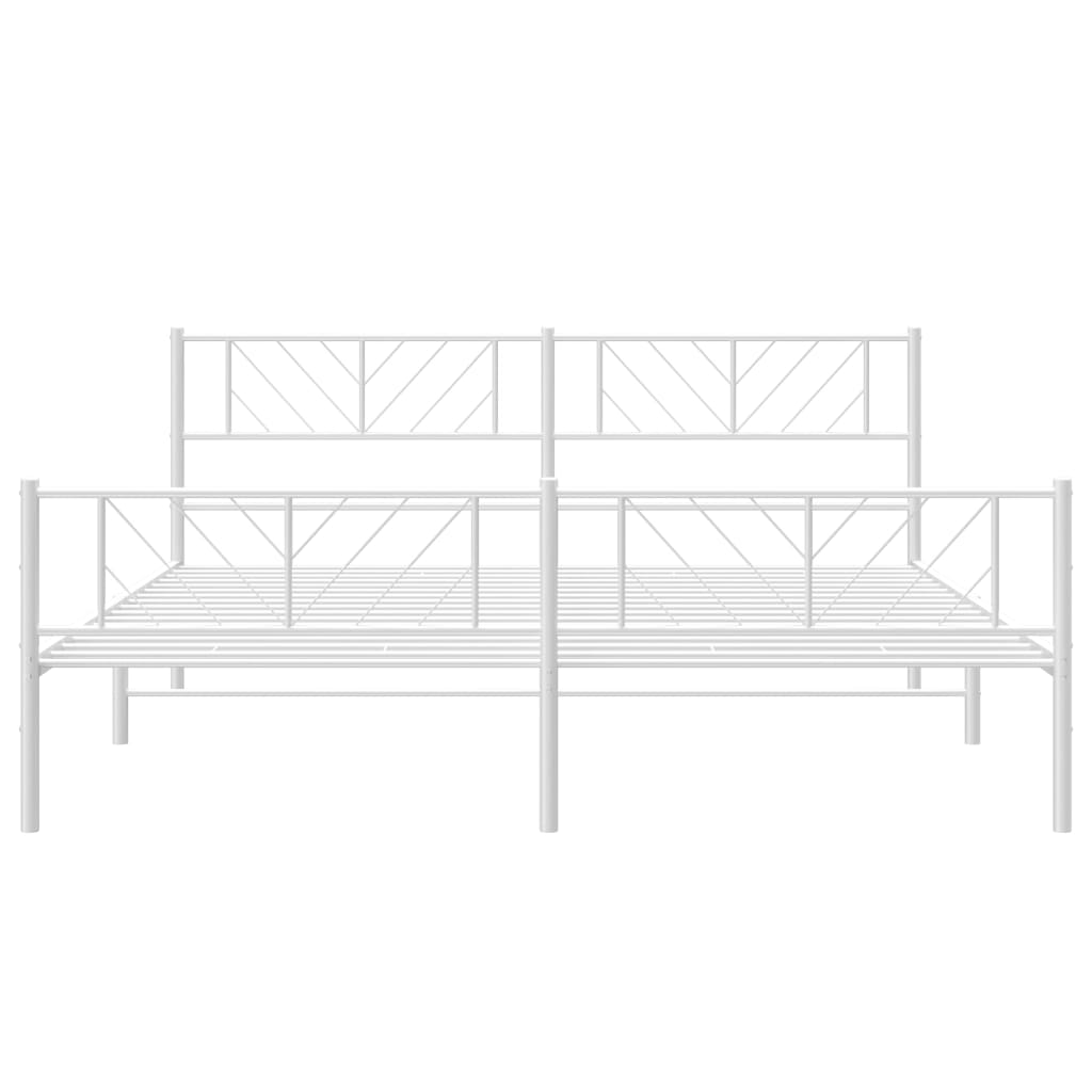 Metal Bed Frame without Mattress with Footboard White 183x203 cm King