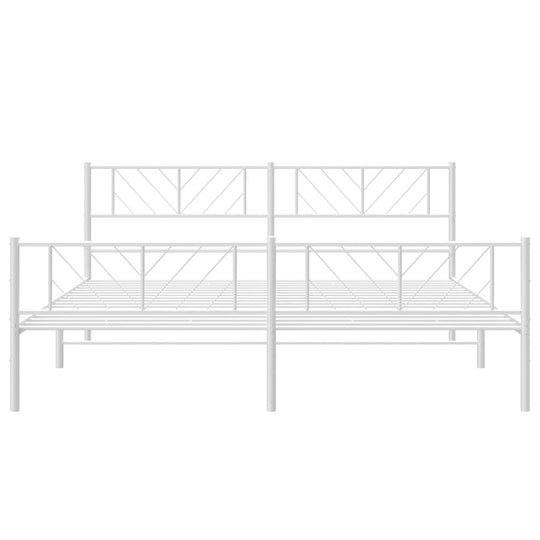 Metal Bed Frame without Mattress with Footboard White 183x203 cm King