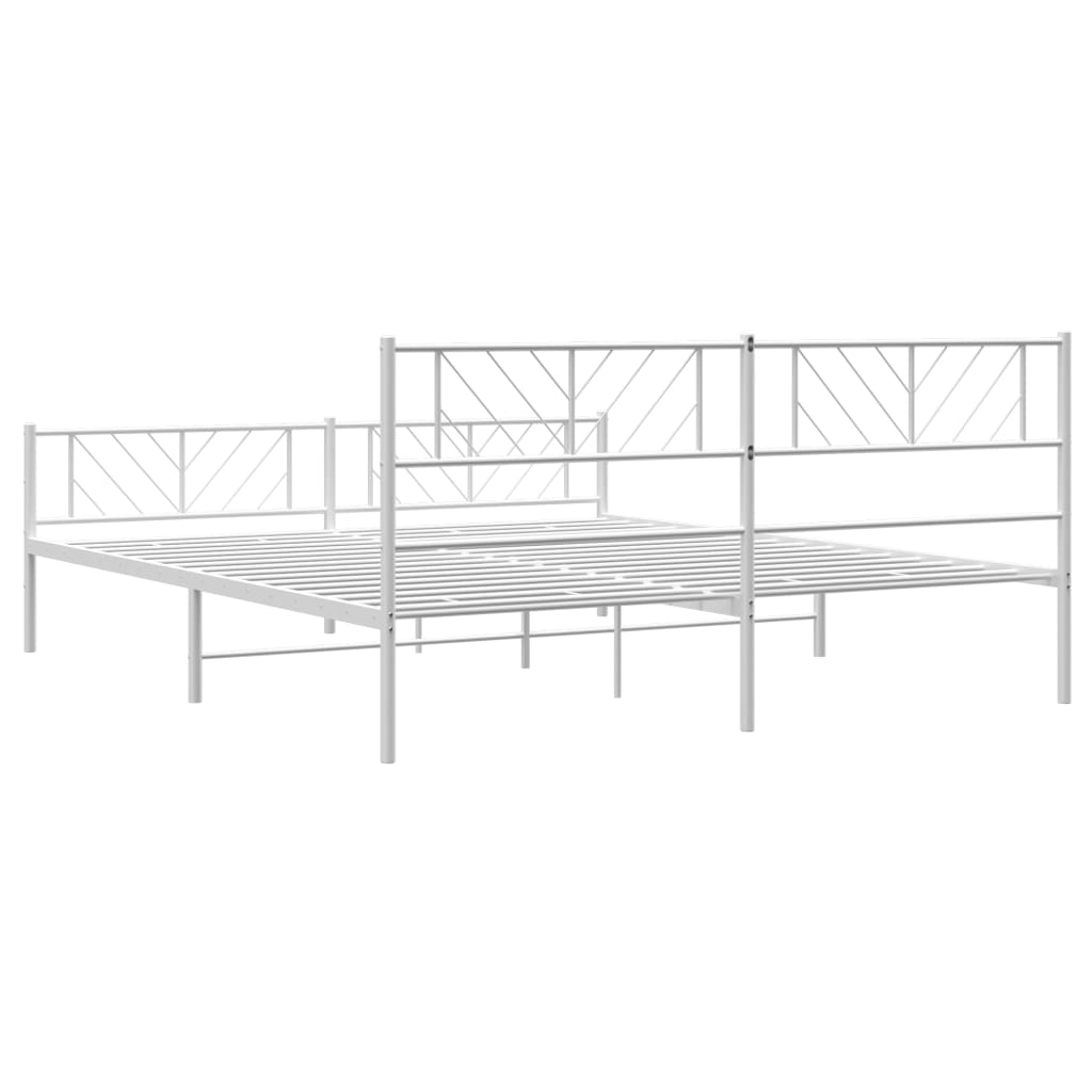 Metal Bed Frame without Mattress with Footboard White 183x203 cm King