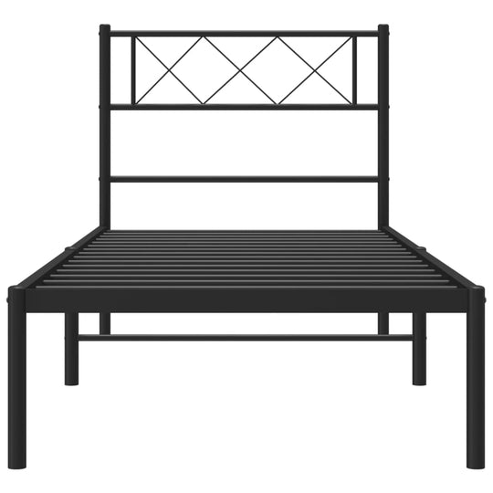 Metal Bed Frame without Mattress with Headboard Black 107x203 cm King Single