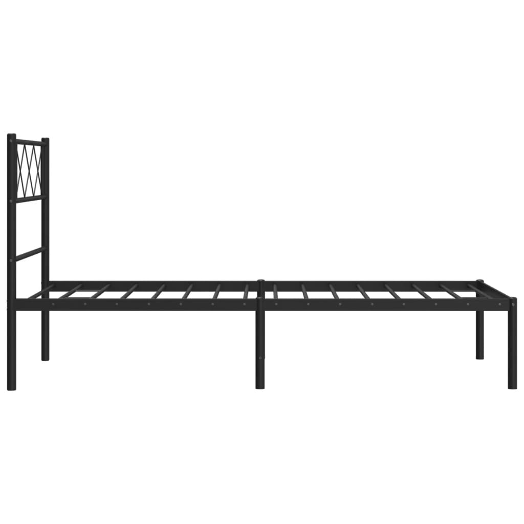 Metal Bed Frame without Mattress with Headboard Black 107x203 cm King Single