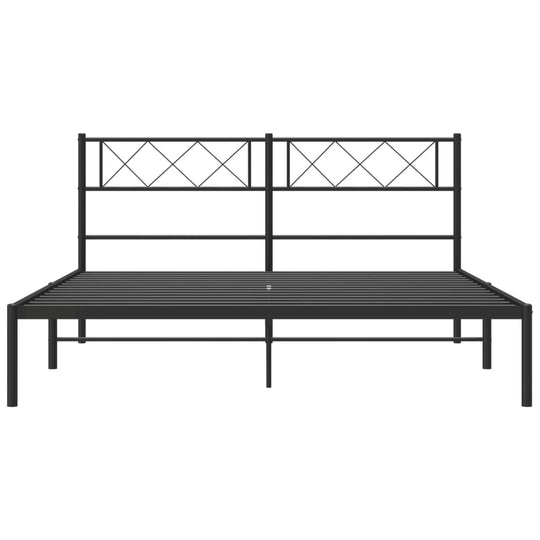 Metal Bed Frame without Mattress with Headboard Black 150x200 cm