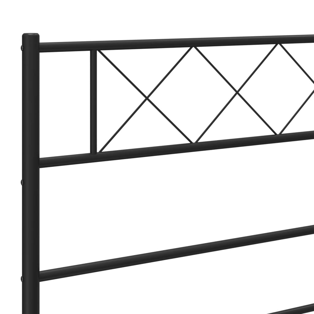 Metal Bed Frame without Mattress with Headboard Black 150x200 cm