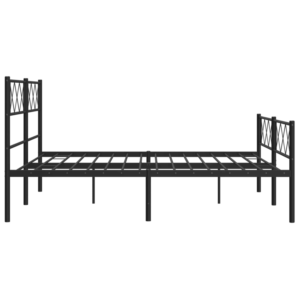 Metal Bed Frame without Mattress with Footboard Black 135x190 cm