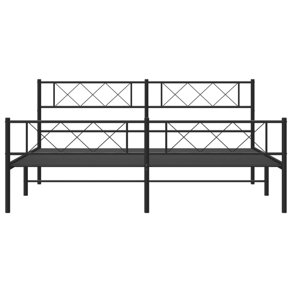 Metal Bed Frame without Mattress with Footboard Black 183x203 cm King