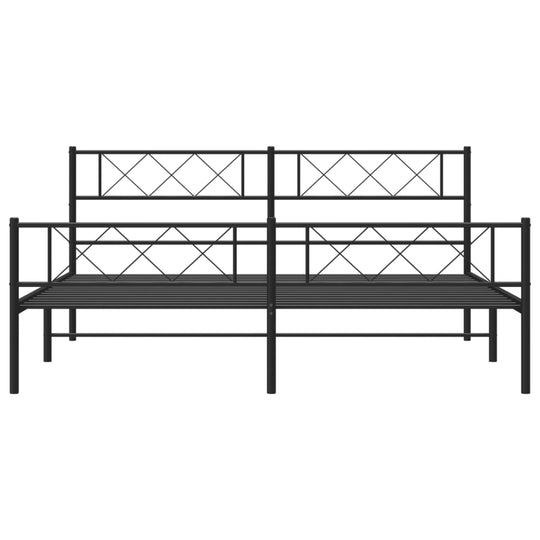 Metal Bed Frame without Mattress with Footboard Black 183x203 cm King