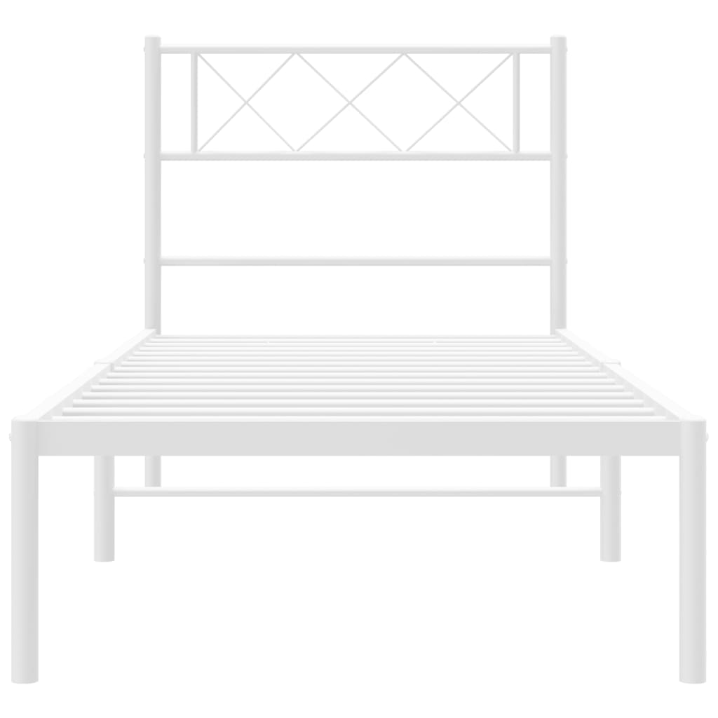 Metal Bed Frame without Mattress with Headboard White 107x203 cm King Single