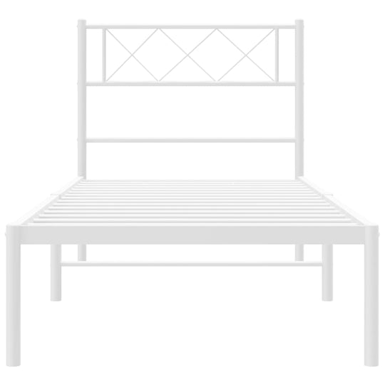 Metal Bed Frame without Mattress with Headboard White 107x203 cm King Single