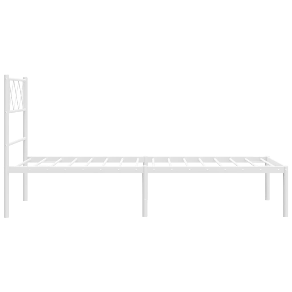 Metal Bed Frame without Mattress with Headboard White 107x203 cm King Single