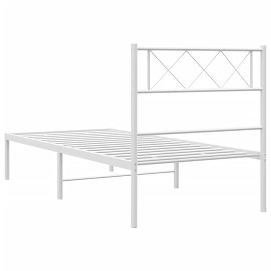 Metal Bed Frame without Mattress with Headboard White 107x203 cm King Single