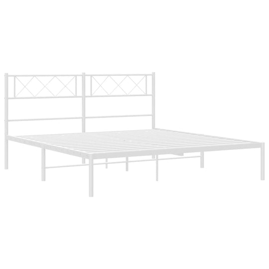 Metal Bed Frame without Mattress with Headboard White 150x200 cm