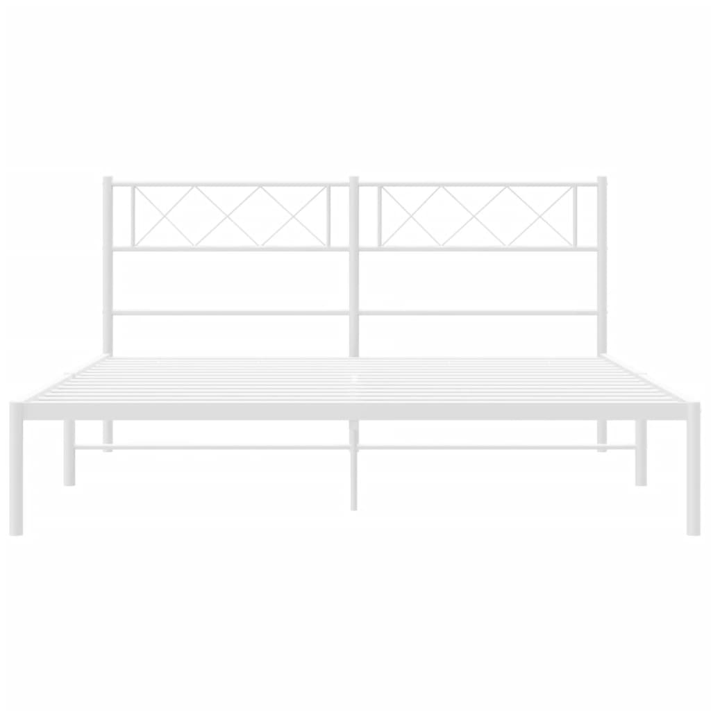 Metal Bed Frame without Mattress with Headboard White 150x200 cm