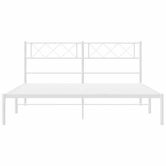 Metal Bed Frame without Mattress with Headboard White 150x200 cm