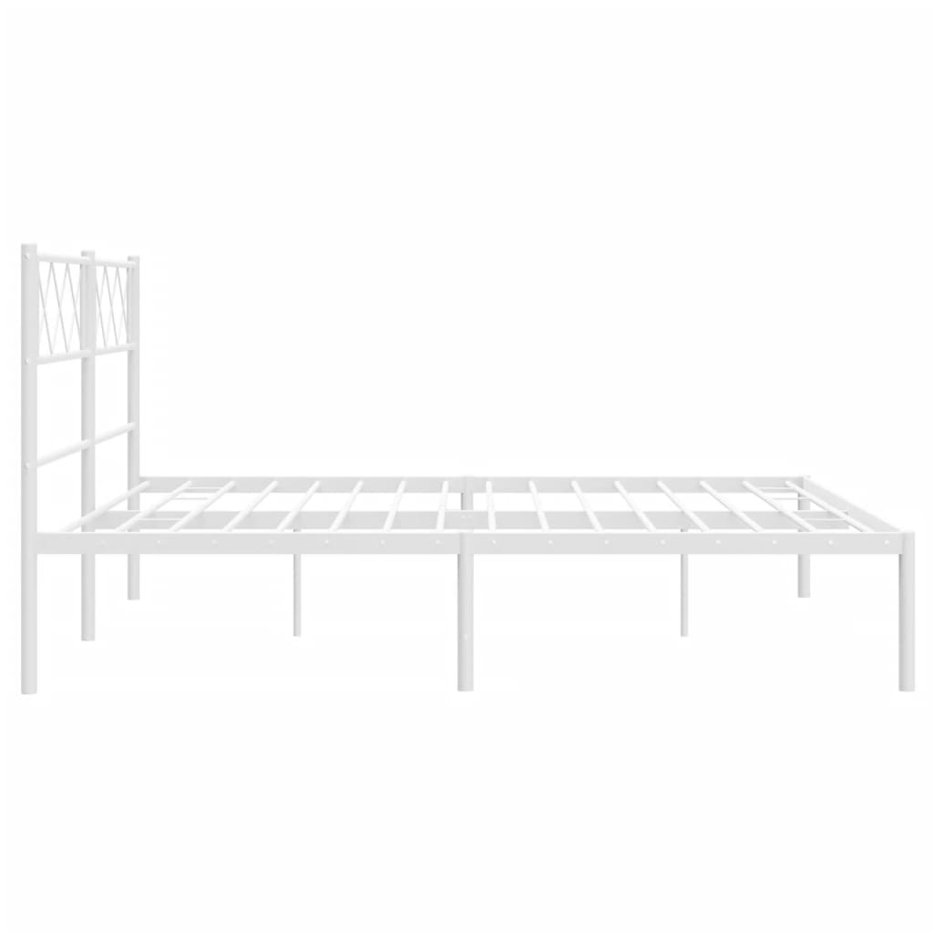 Metal Bed Frame without Mattress with Headboard White 150x200 cm