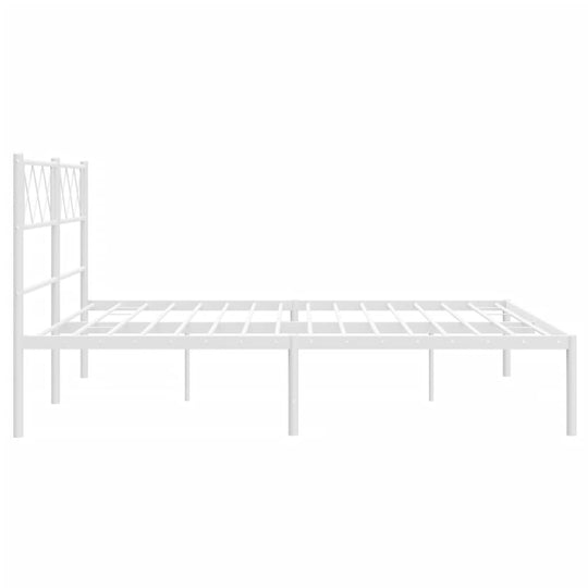 Metal Bed Frame without Mattress with Headboard White 150x200 cm