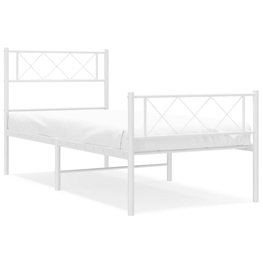 Metal Bed Frame without Mattress with Footboard White 107x203 cm King Single