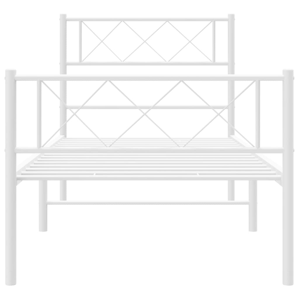 Metal Bed Frame without Mattress with Footboard White 107x203 cm King Single