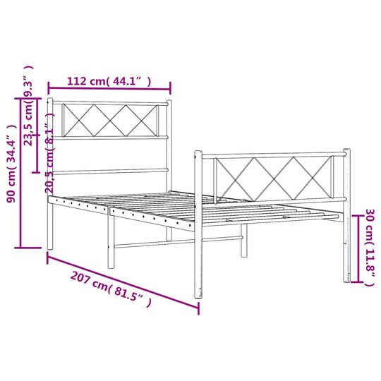 Metal Bed Frame without Mattress with Footboard White 107x203 cm King Single