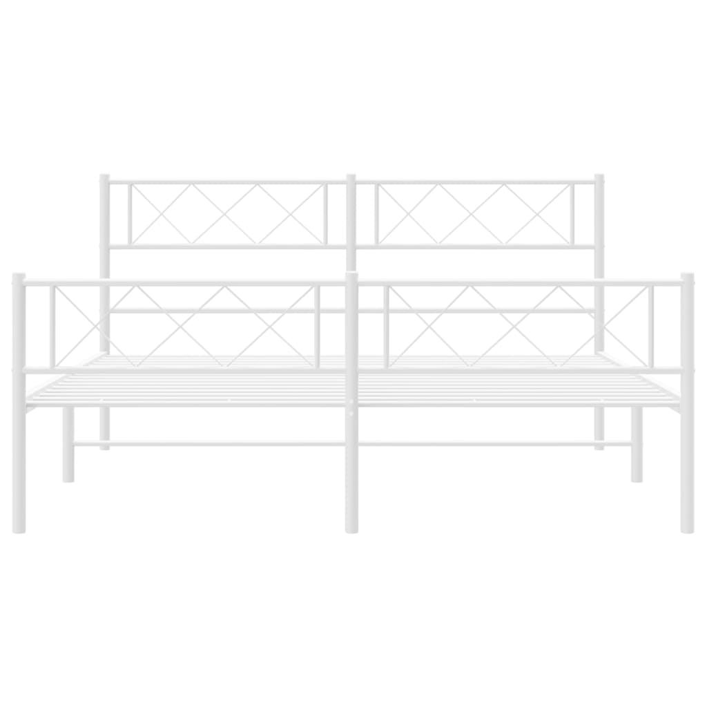 Metal Bed Frame without Mattress with Footboard White 135x190 cm