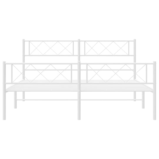 Metal Bed Frame without Mattress with Footboard White 135x190 cm